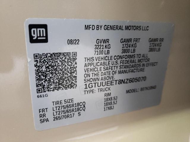 1GTUUEET8NZ605070 GMC Sierra K1500 At4