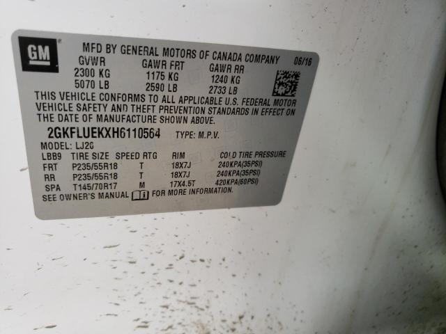 2GKFLUEKXH6110564 GMC Terrain Slt