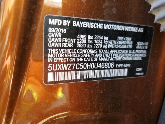 5UXWZ7C50H0U46806 BMW X3 Sdrive28i