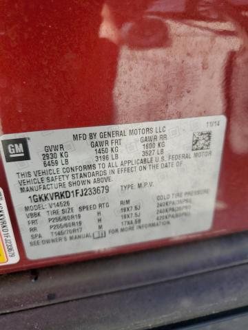 1GKKVRKD1FJ233679 GMC Acadia Slt-1