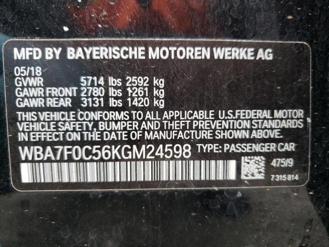 WBA7F0C56KGM24598 BMW 750 I