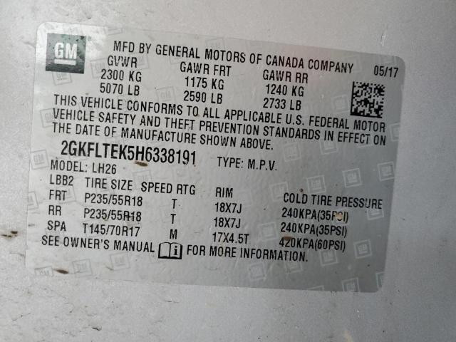 2GKFLTEK5H6338191 GMC Terrain Sle