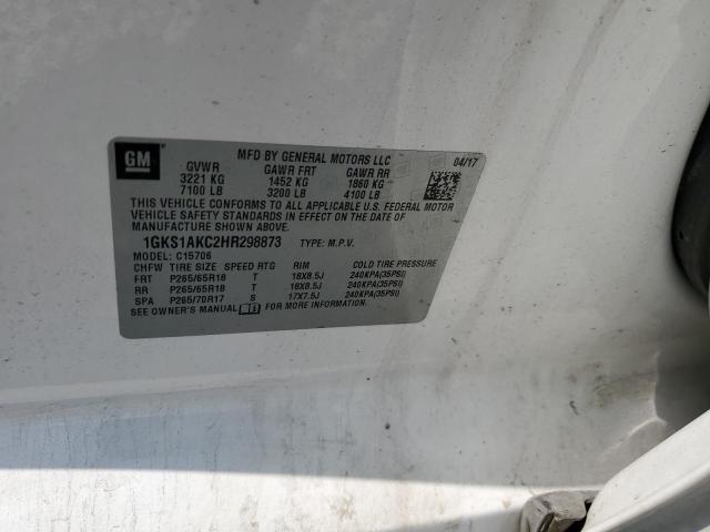 1GKS1AKC2HR298873 GMC YUKON SLE