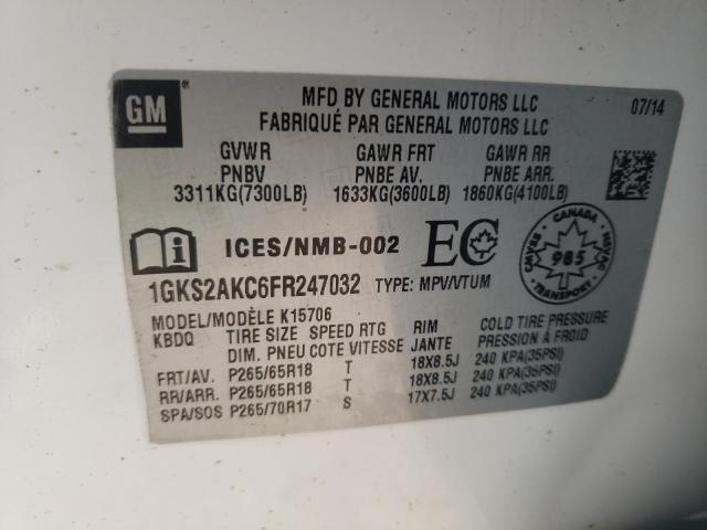 1GKS2AKC6FR247032 GMC YUKON SLE