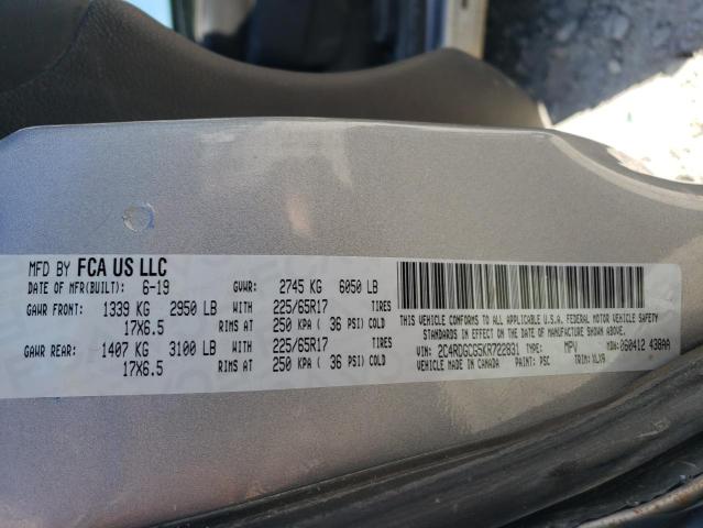 2C4RDGCG5KR722831 Dodge Grand Caravan Sxt