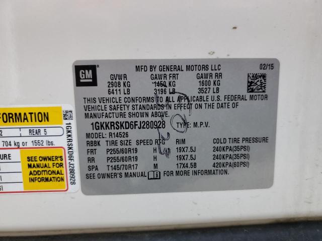 1GKKRSKD6FJ280928 GMC Acadia Slt-2