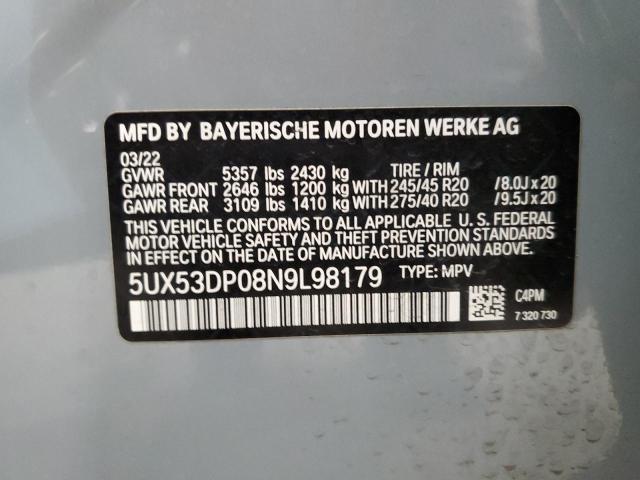5UX53DP08N9L98179 BMW X3 Xdrive30i
