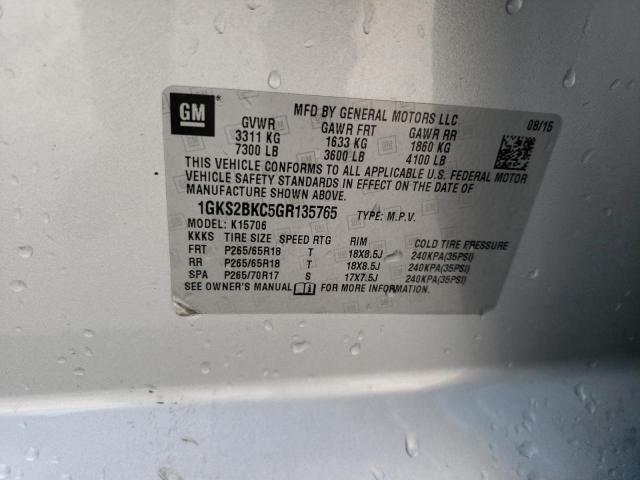 1GKS2BKC5GR135765 GMC YUKON SLT