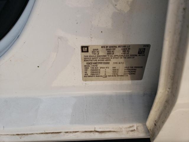 1GKS1AKC7FR103380 GMC YUKON SLE