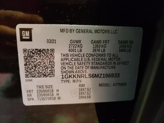 1GKKNRLS6MZ196933 GMC ACADIA SLE