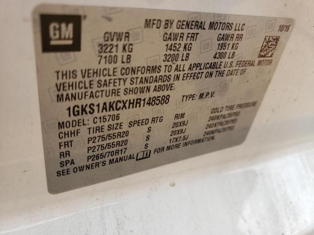 1GKS1AKCXHR148588 GMC YUKON SLE