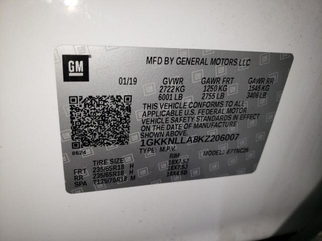1GKKNLLA8KZ206007 GMC ACADIA SLE
