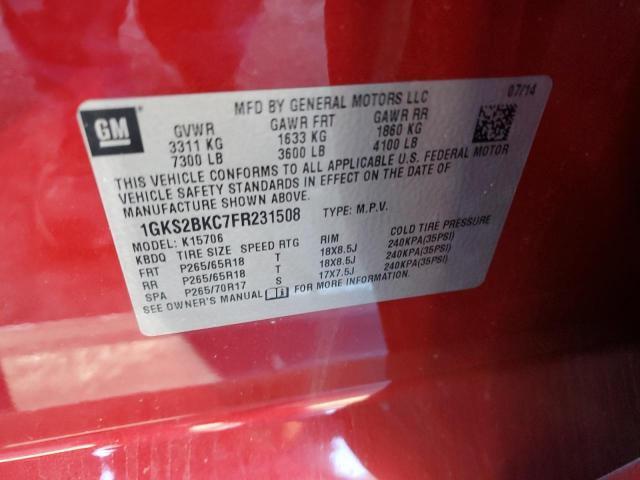 1GKS2BKC7FR231508 GMC YUKON SLT