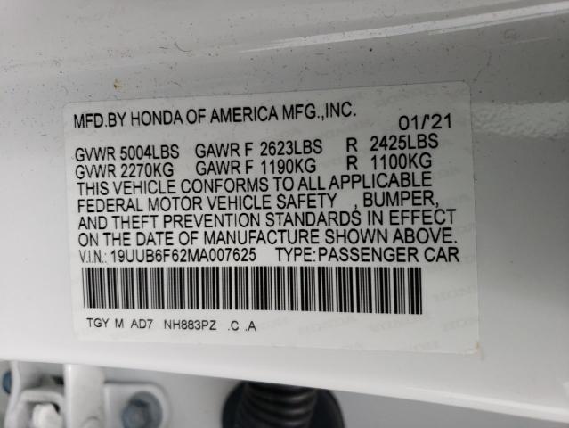 19UUB6F62MA007625 Acura Tlx Advance