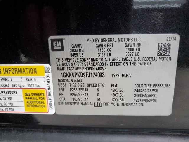 1GKKVPKD9FJ174093 GMC ACADIA SLE