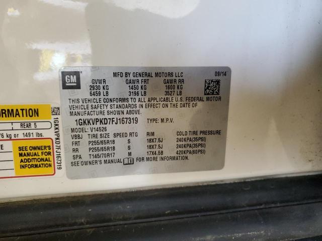 1GKKVPKD7FJ167319 GMC ACADIA SLE