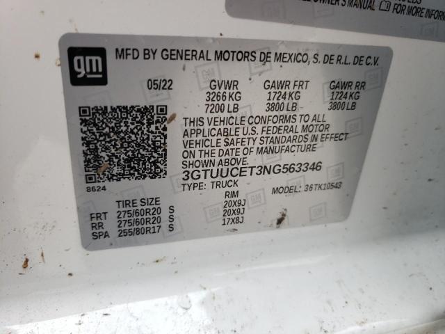 3GTUUCET3NG563346 GMC Sierra K1500 Elevation