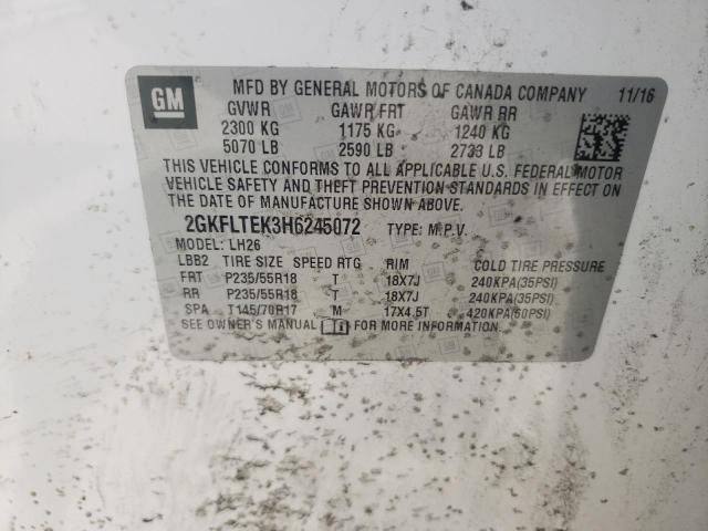 2GKFLTEK3H6245072 GMC Terrain Sle