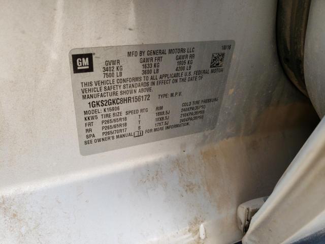 1GKS2GKC8HR156172 GMC Yukon Xl K1500 Slt