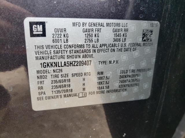 1GKKNLLA5HZ209407 GMC ACADIA SLE