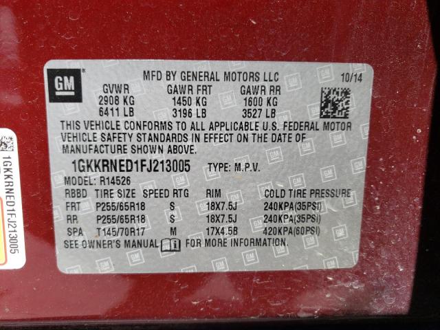 1GKKRNED1FJ213005 GMC ACADIA SLE