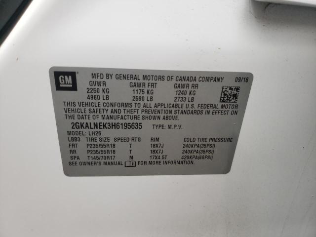 2GKALNEK3H6195635 GMC Terrain Sle