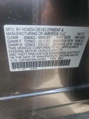 5J8YD9H36NL003020 Acura MDX