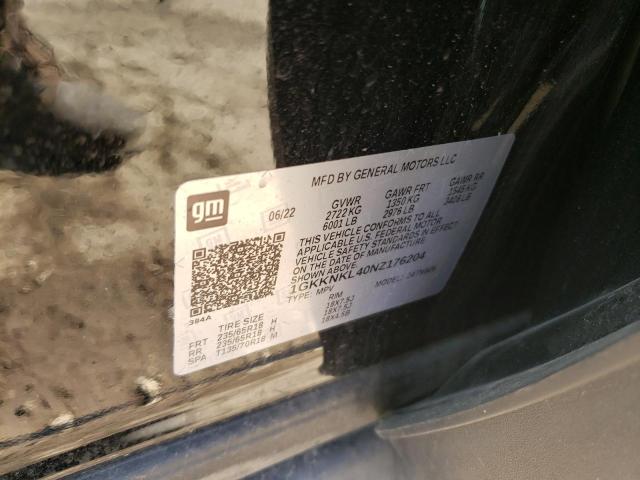 1GKKNKL40NZ176204 GMC ACADIA SLE