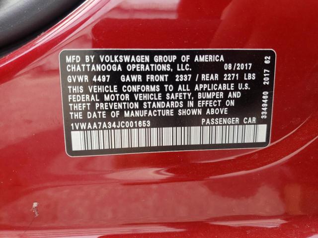 1VWAA7A34JC001653 Volkswagen PASSAT S