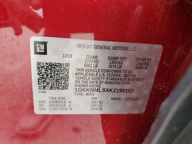 1GKKNMLSXKZ190102 GMC Acadia Slt-1