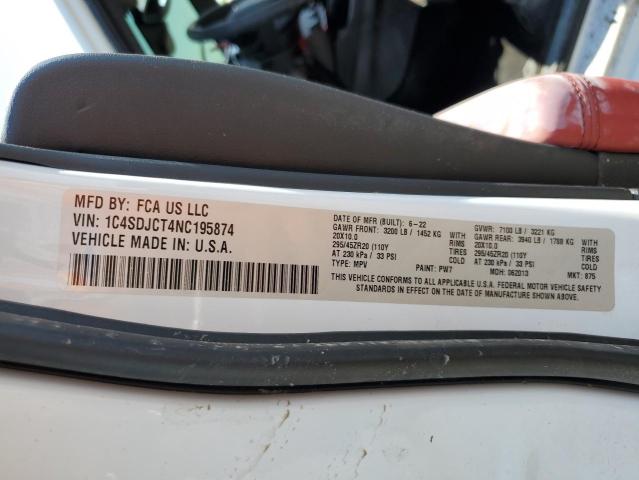 1C4SDJCT4NC195874 Dodge Durango R/t