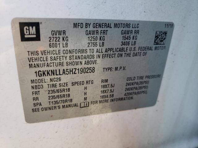 1GKKNLLA5HZ190258 GMC ACADIA SLE