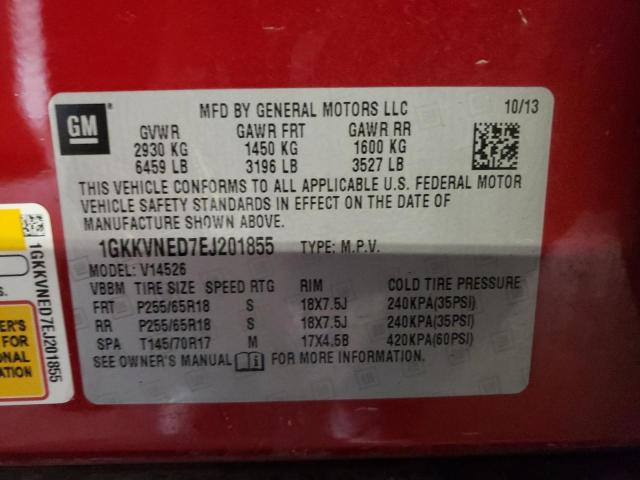 1GKKVNED7EJ201855 GMC ACADIA SLE