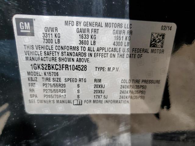 1GKS2BKC3FR104528 GMC YUKON SLT