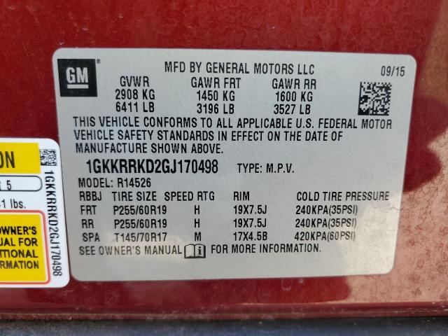 1GKKRRKD2GJ170498 GMC Acadia Slt-1