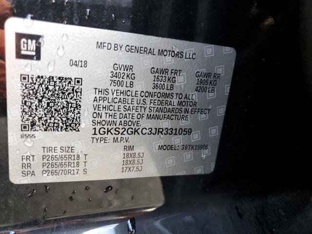 1GKS2GKC3JR331059 GMC Yukon Xl K1500 Slt