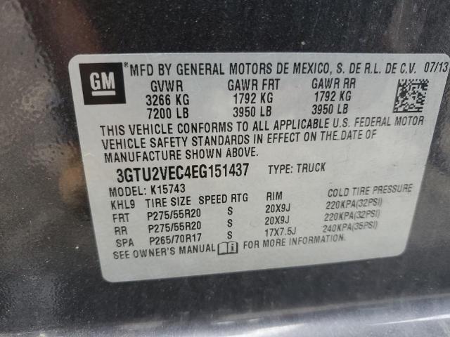 3GTU2VEC4EG151437 GMC Sierra K1500 Slt