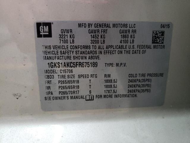 1GKS1AKC5FR675189 GMC YUKON SLE
