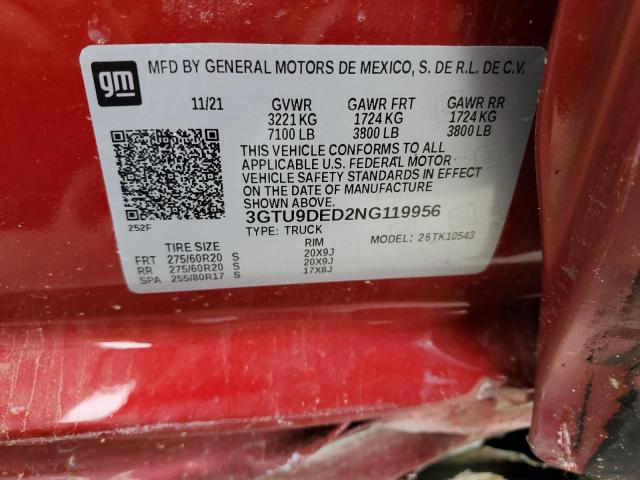 3GTU9DED2NG119956 GMC Sierra Limited K1500 Slt