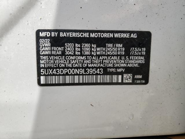 5UX43DP00N9L39543 BMW X3 Sdrive30i