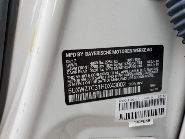 5UXWZ7C31H0X43002 BMW X3 Sdrive28i