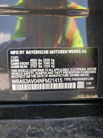WBA63AV04NFM21415 BMW 430i Gran Coupe