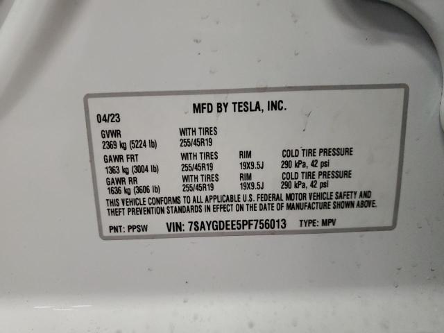 7SAYGDEE5PF756013 Tesla Model Y