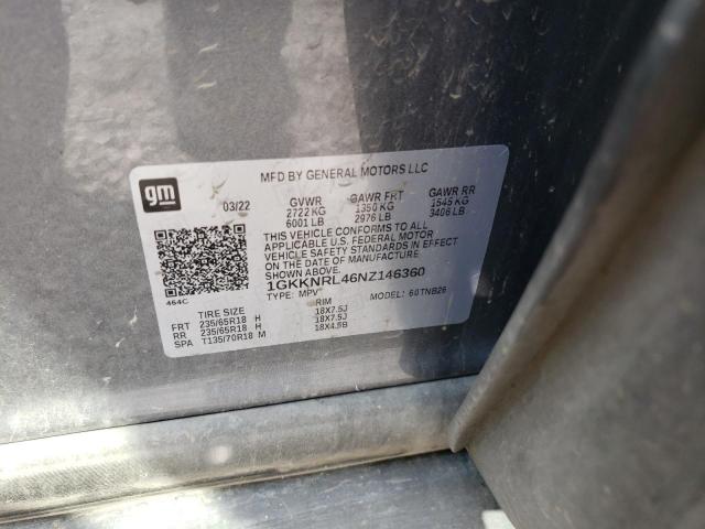 1GKKNRL46NZ146360 GMC ACADIA SLE