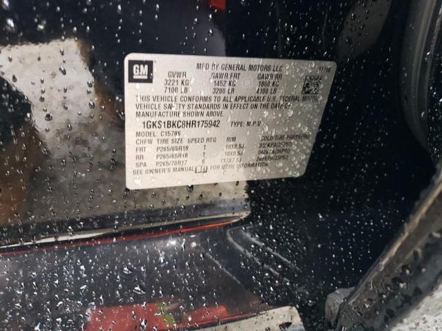 1GKS1BKC8HR175942 GMC YUKON SLT