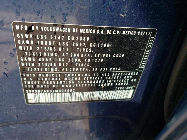 3VV3B7AX3JM026992 Volkswagen TIGUAN SE