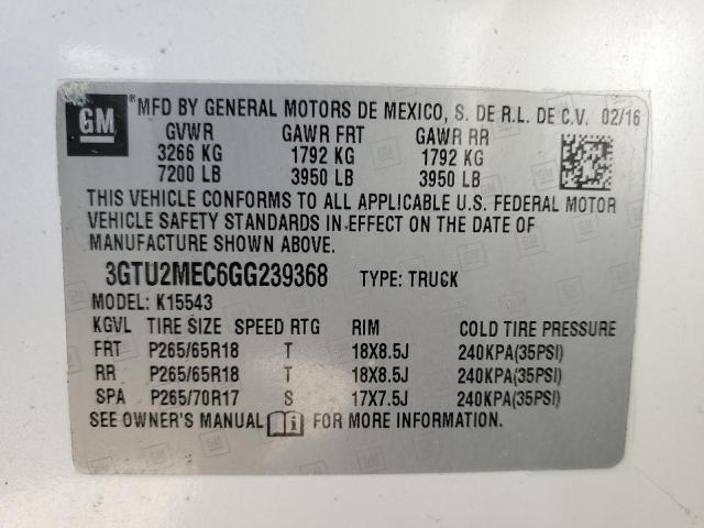 3GTU2MEC6GG239368 GMC Sierra K1500 Sle