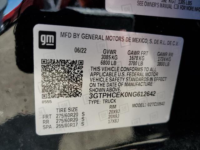 3GTPHCEK0NG612642 GMC Sierra C1500 Elevation