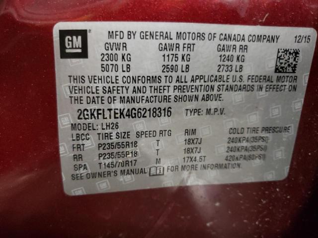 2GKFLTEK4G6218316 GMC Terrain Sle