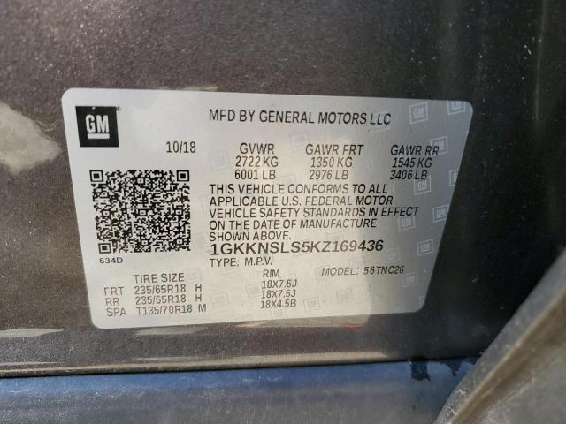 1GKKNSLS5KZ169436 GMC ACADIA SLE